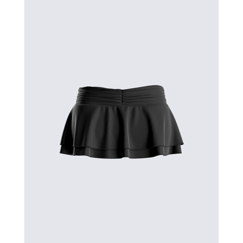 Freya Black Shirred Mini Skirt