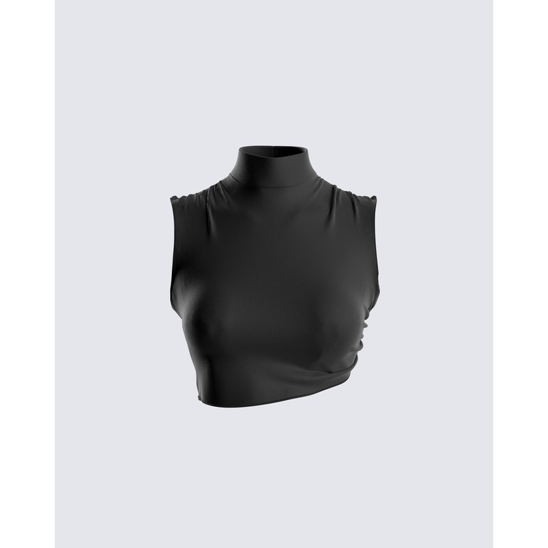 Freya Black Turtleneck Crop Top