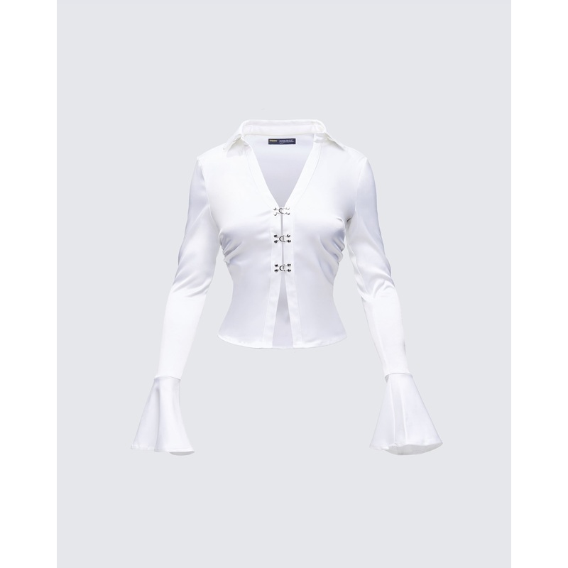 Grace White Satin Shirt