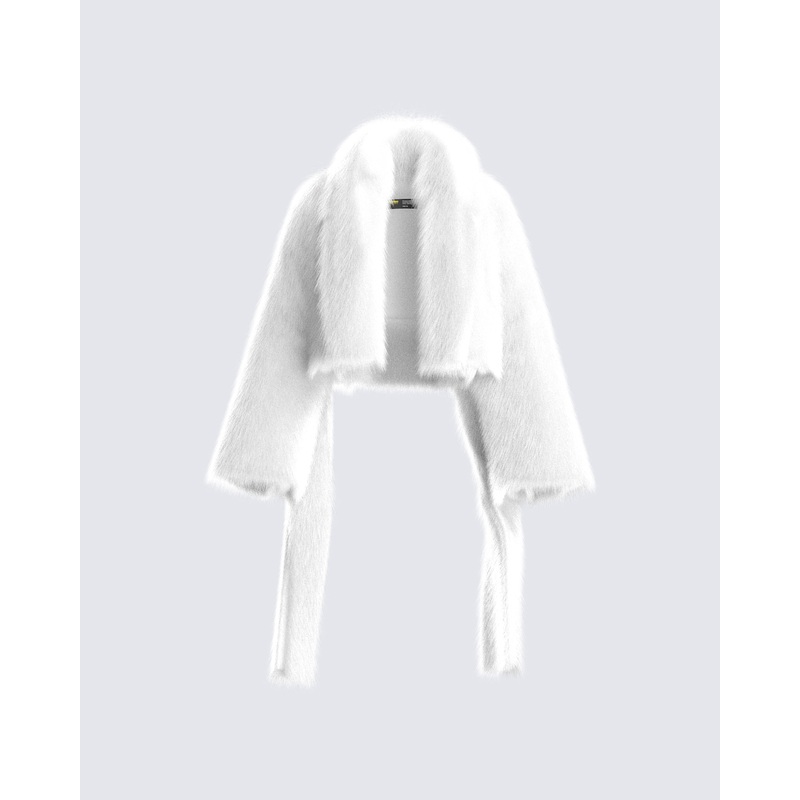 Hollis White Vegan Fur Coat