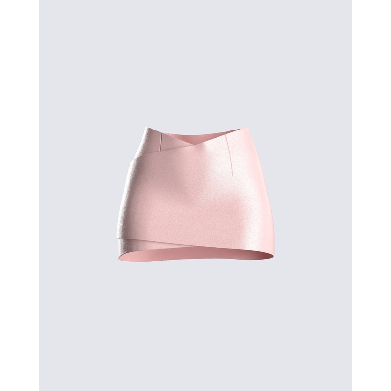 Jacque Pink Vegan Leather Skirt