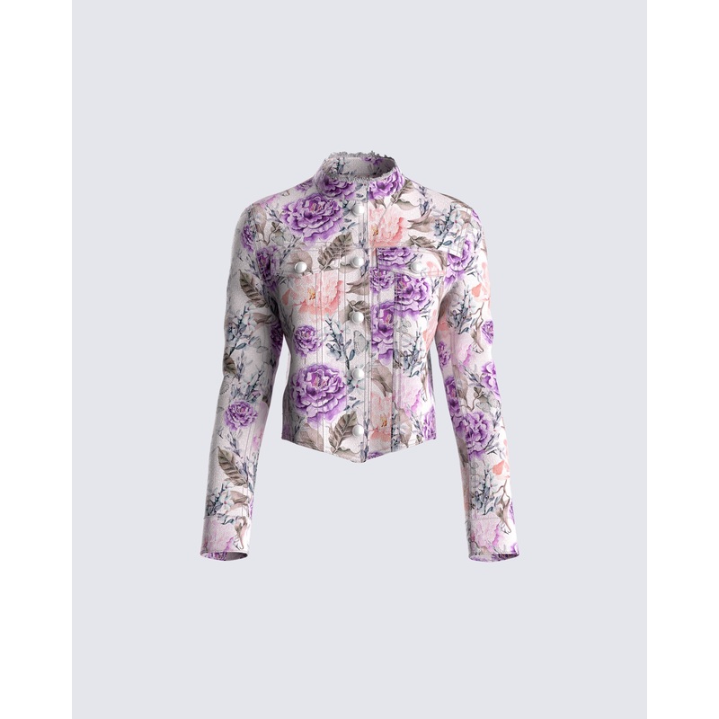 Leonardo Floral Print Twill Jacket