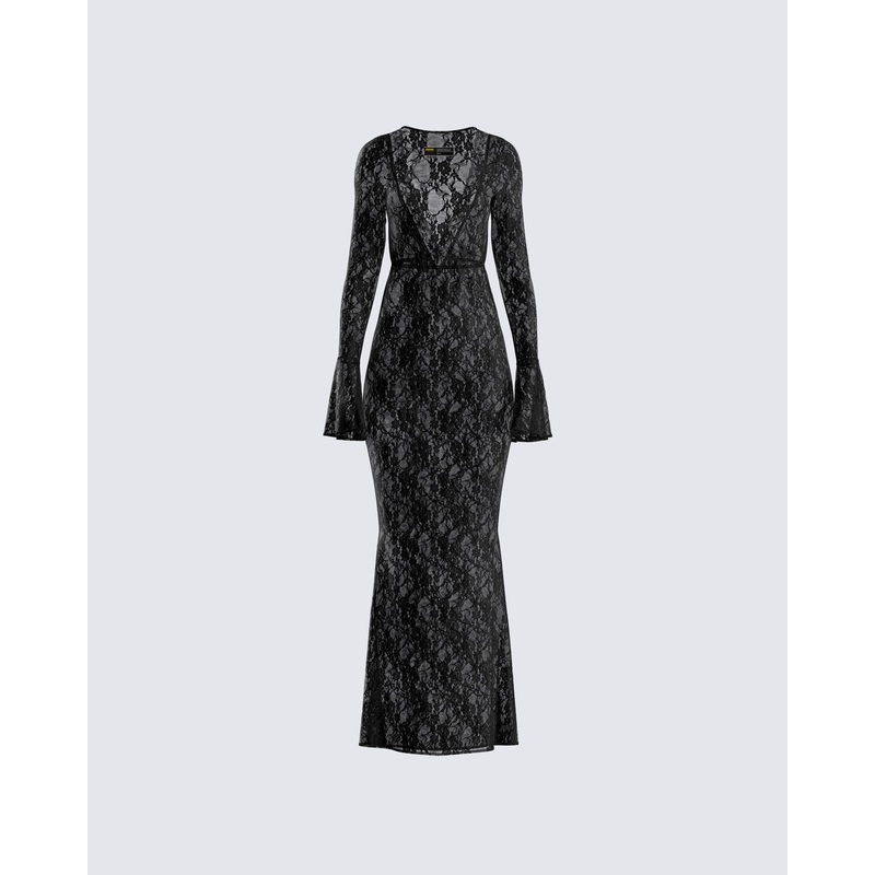 Lilith Black Lace Maxi Dress
