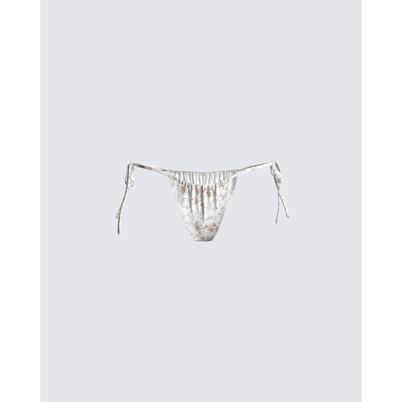 Mason White Print Bikini Bottom