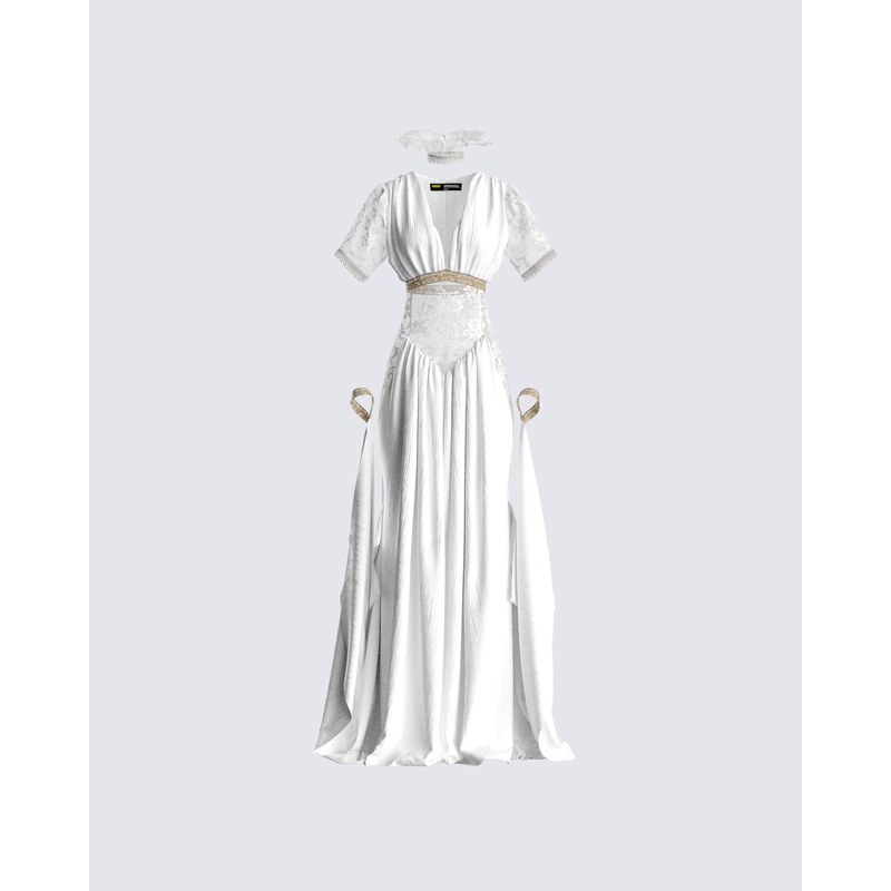 Melora White Maxi Dress & Collar