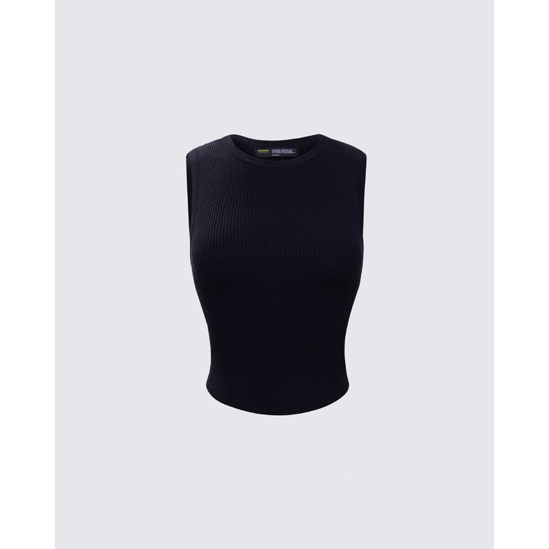Sonny Black Rib Tank Top