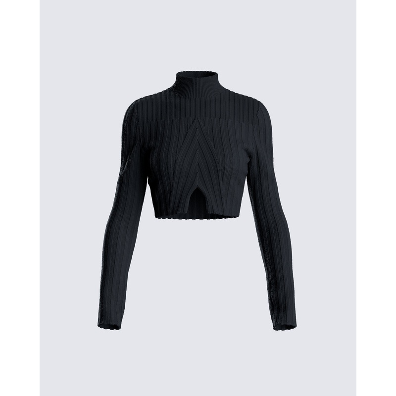 Travis Black Sweater Knit Top