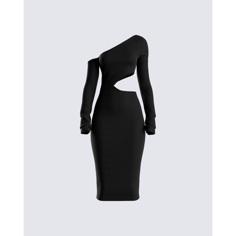 Xander Black Cut Out Midi Dress