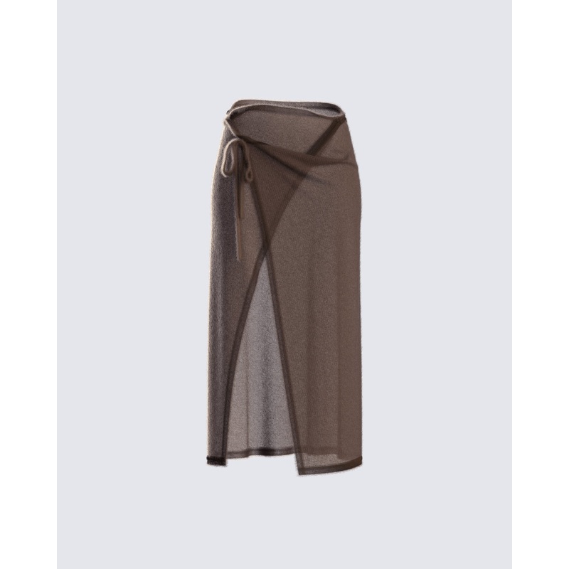 Zuri Brown Knit Midi Skirt