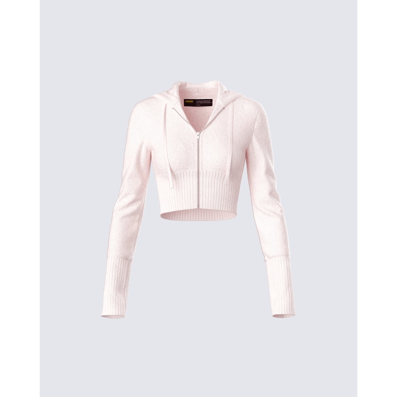 Alyssa Pink Knit Cropped Jacket