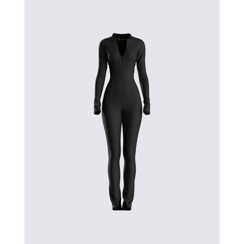 Brianna Black Zip Up Jumpsuit