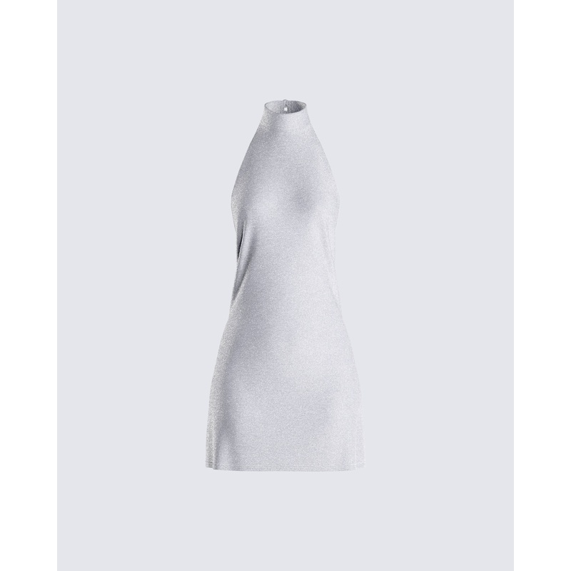 Cinder Grey Halter Mini Dress