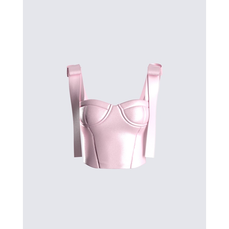 Edith Pink Satin Corset Top