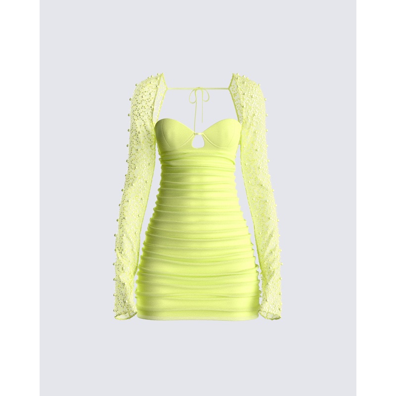 Eloise Lime Green Mesh Mini Dress