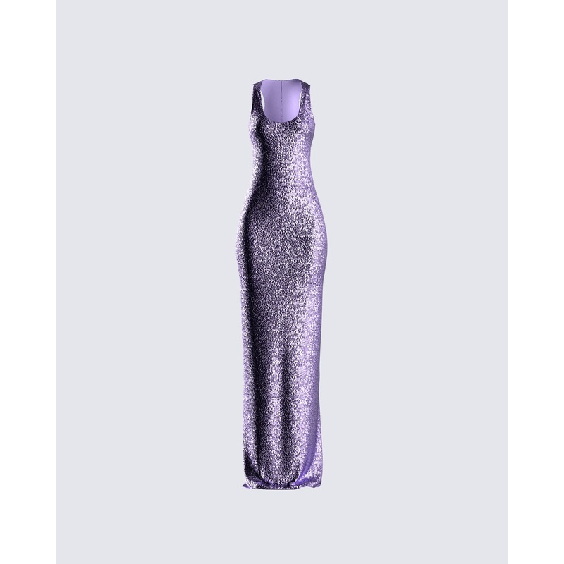 Elsa Lilac Sequin Sleeveless Gown