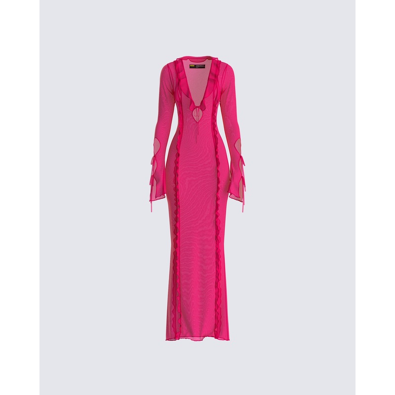Florence Magenta Mesh Maxi Dress
