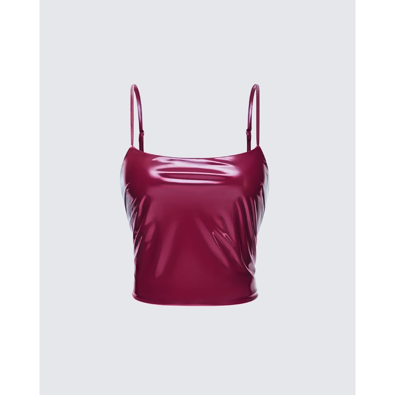 Francine Burgundy Vegan Leather Top