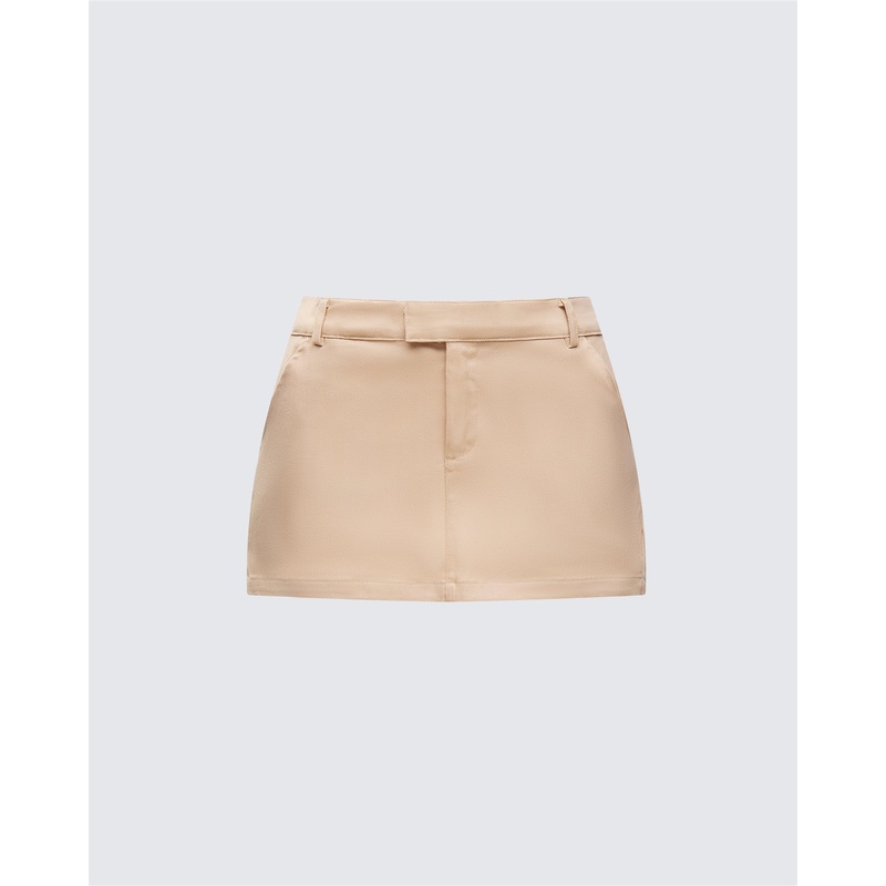 Harwell Tan Twill Mini Skirt
