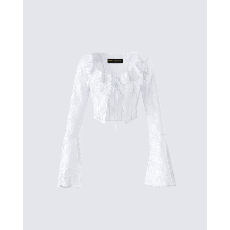 Juliet White Lace Ruffle Top