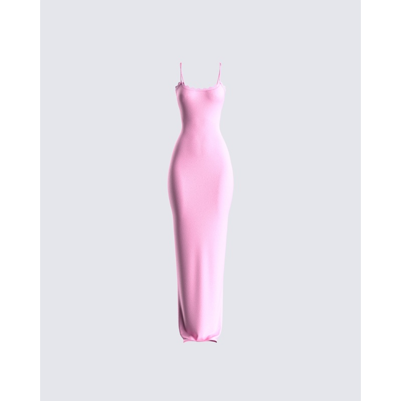 Kayla Pink Fitted Maxi Dress