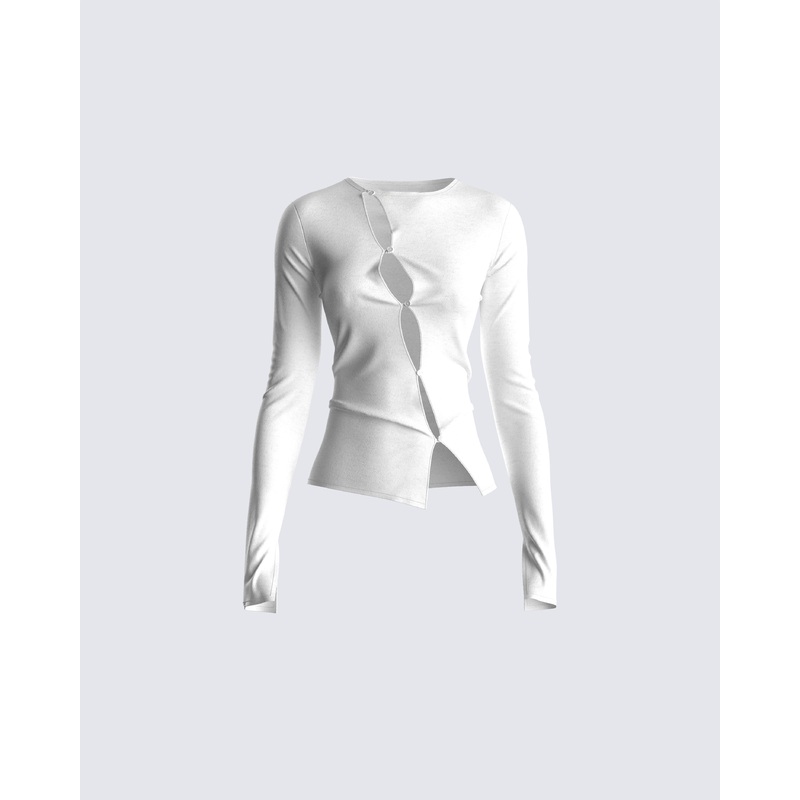 Kieran White Button Up Knit Top