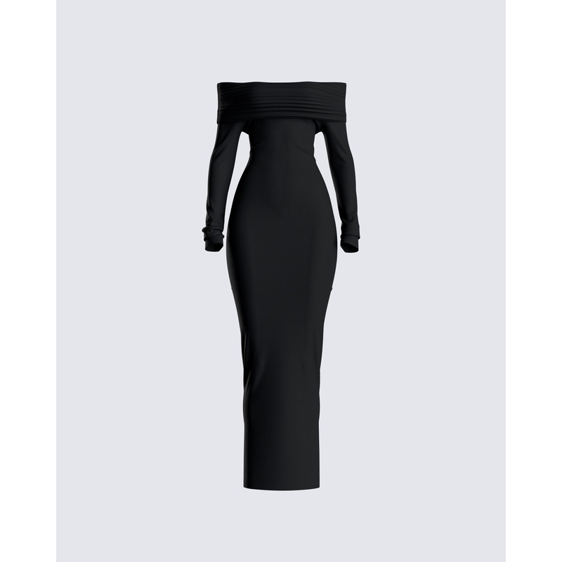 Kyan Black Off Shoulder Maxi Dress