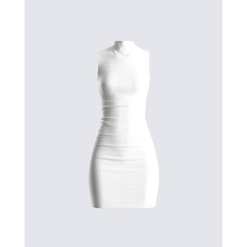 Lauren White Rib Mini Dress