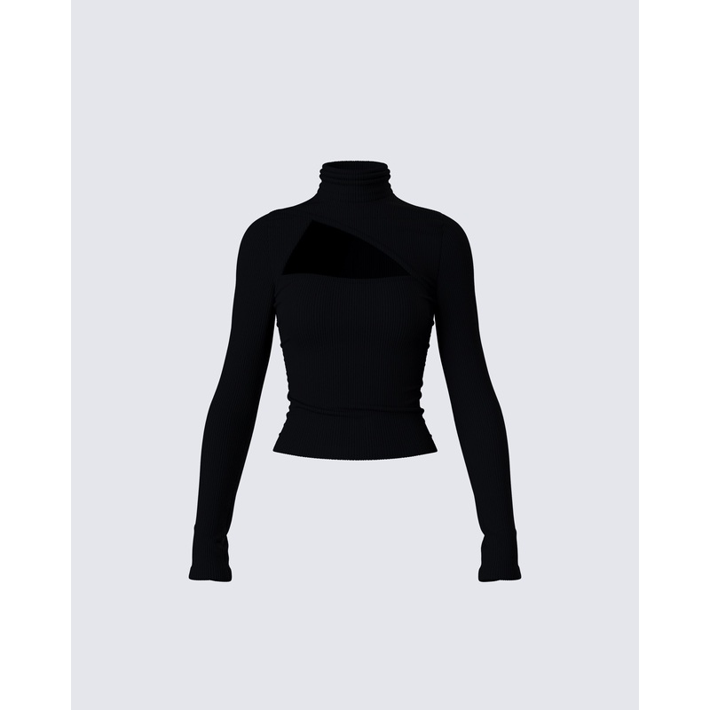 Laurie Black Asymmetrical Rib Top