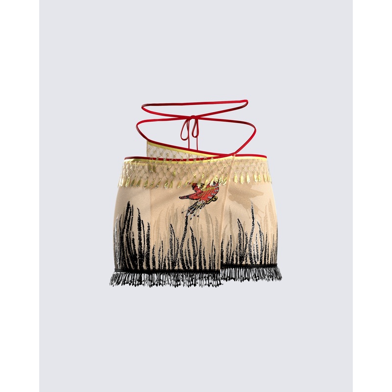 Leona Embroidered Mesh Mini Skirt