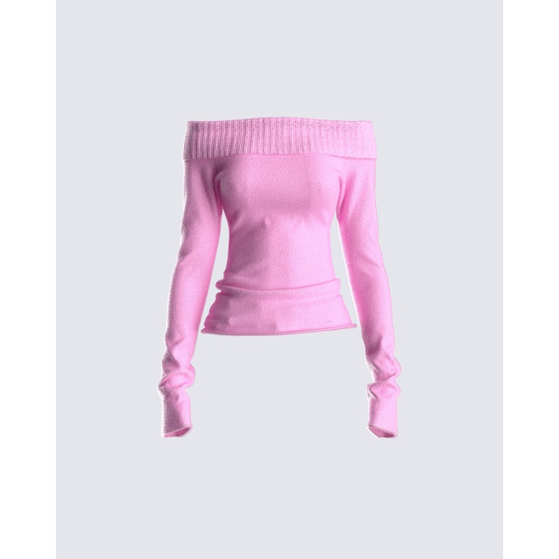 Lorraine Pink Sweater Knit Top