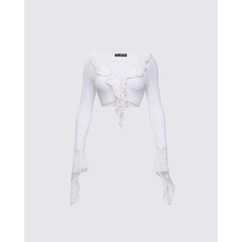 Maeve Ivory Lace Ruffle Top