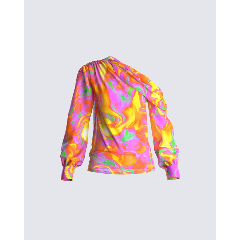 Monica Abstract Print Draped Top