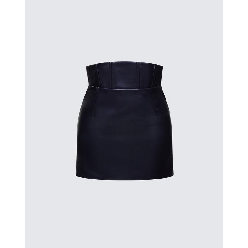 Monica Black Vegan Leather Skirt