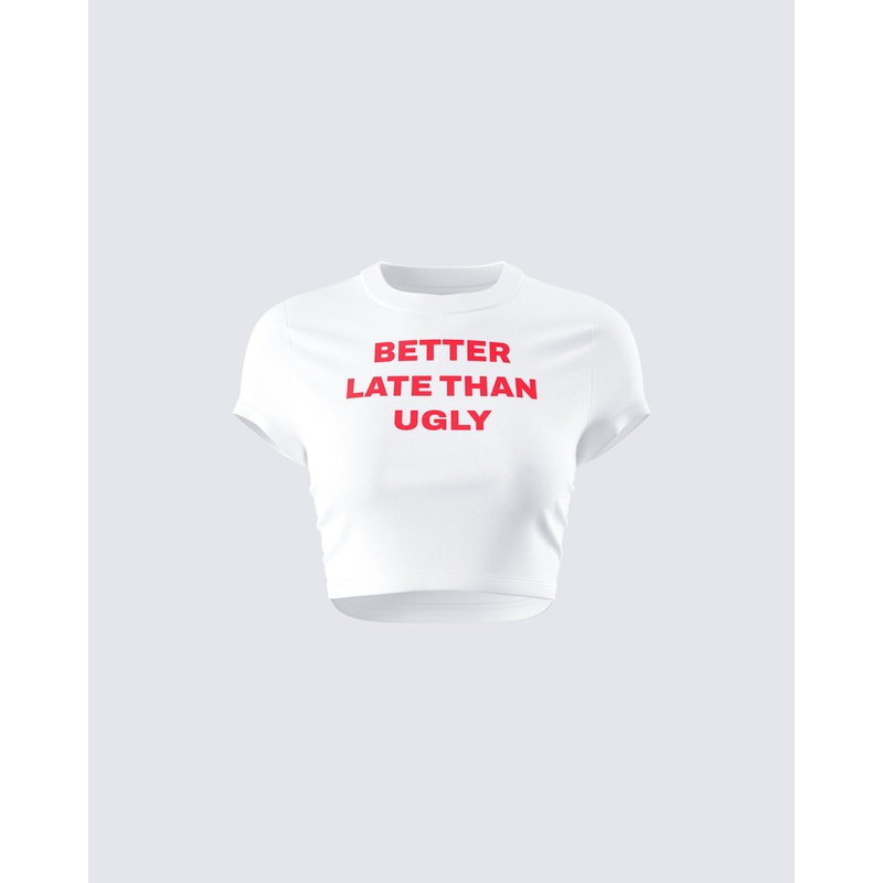 Nat White Jersey Graphic Top