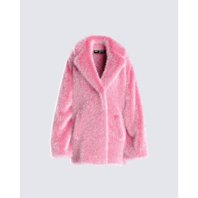 Nicole Pink Vegan Fur Coat