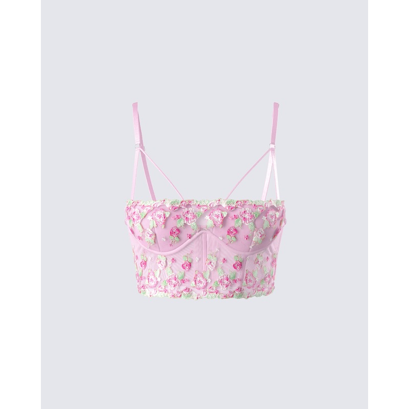Olivia Pink Flower Corset Top
