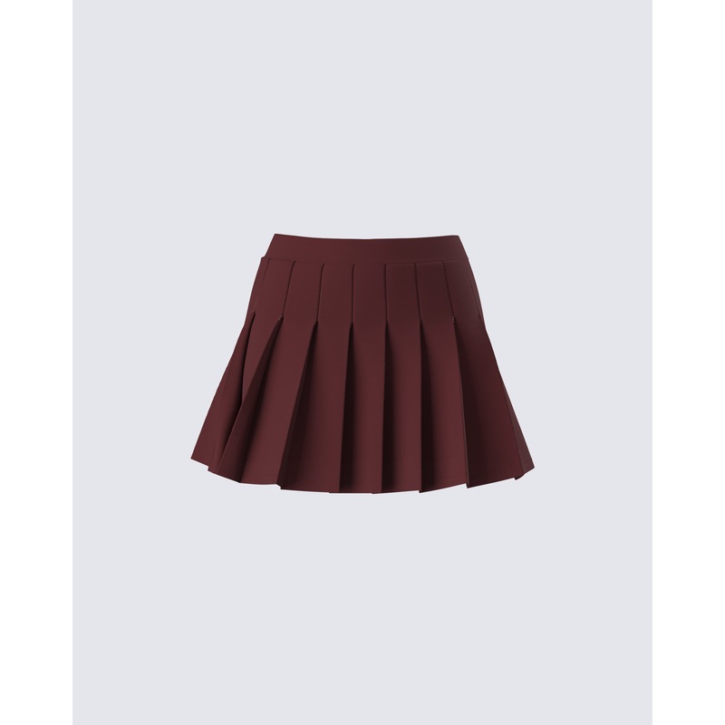 Ronny Brown Pleated Mini Skirt