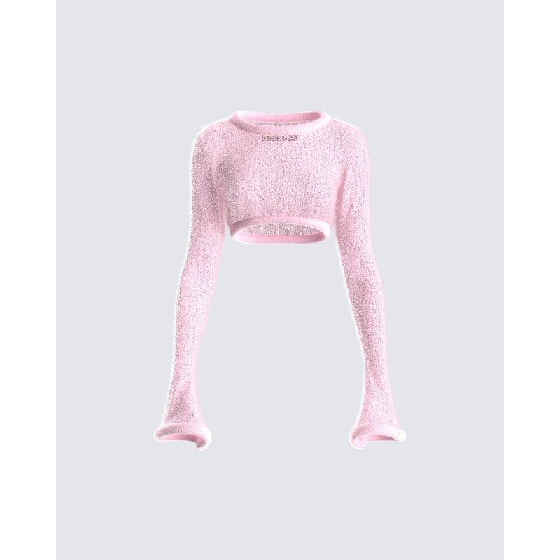 Senga Pink Cropped Sweater Top