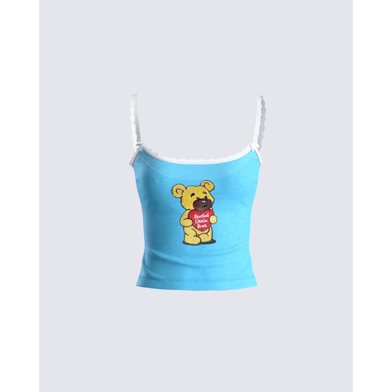 Shannon Blue Embroidered Knit Top