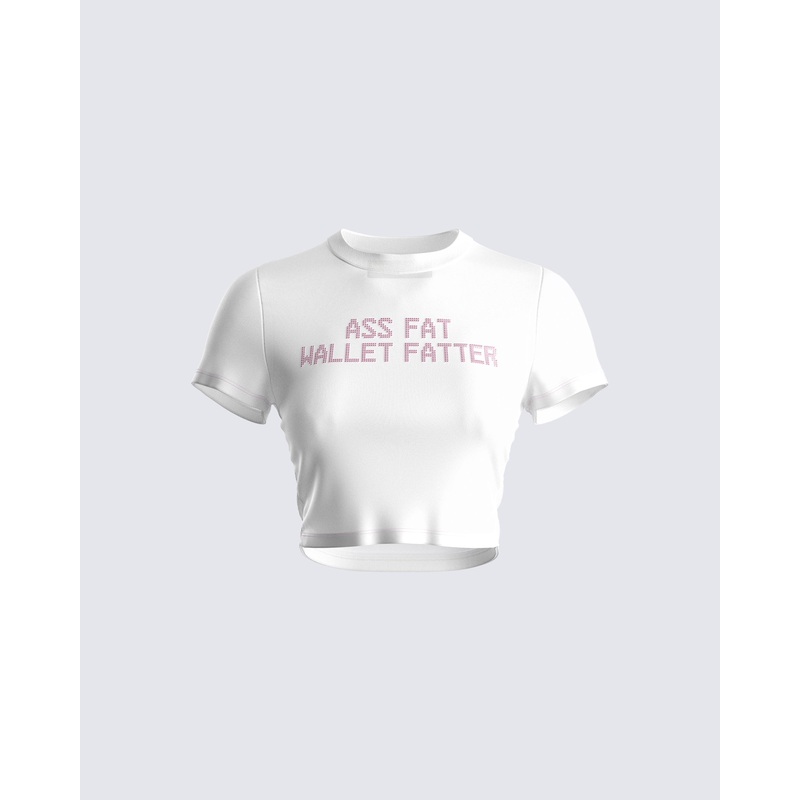 Suvi White Rhinestone Cropped Top