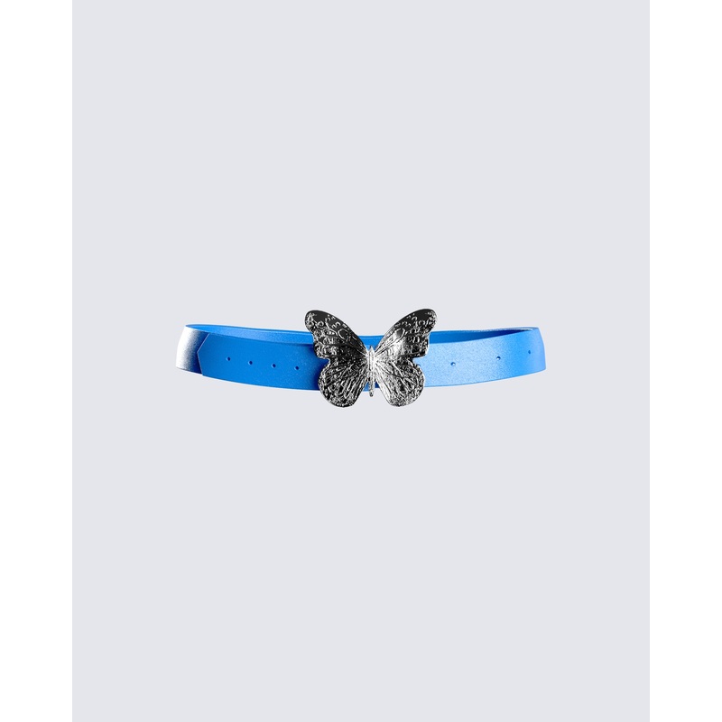 Suzie Blue Butterfly Buckle Belt
