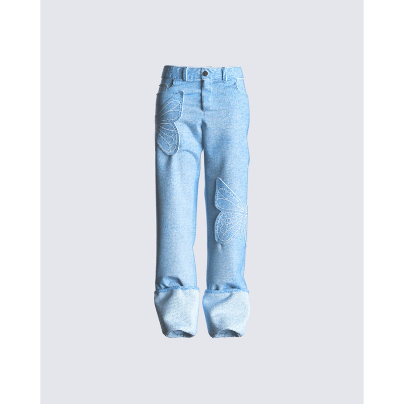 Suzie Blue Butterfly Denim Pant