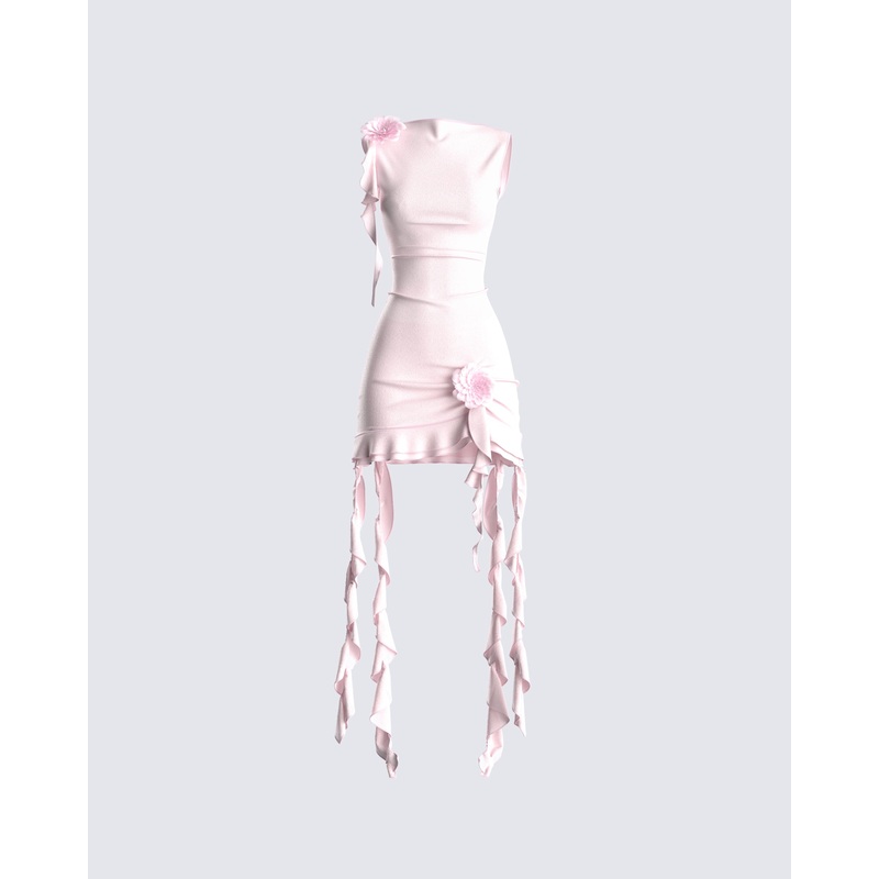 Tiana Pink Ruffle Rosette Dress