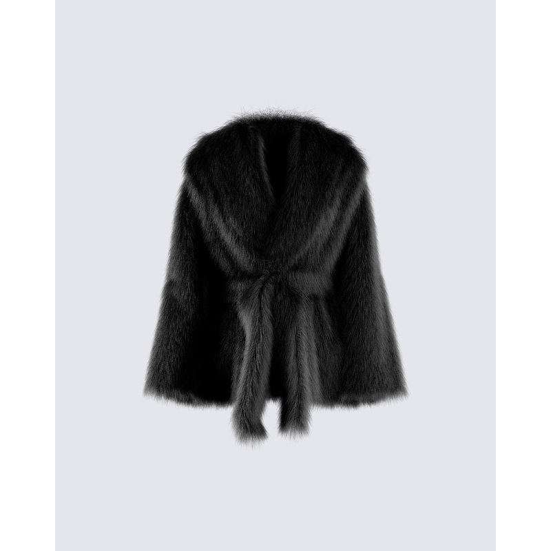 Victoria Black Fur Coat