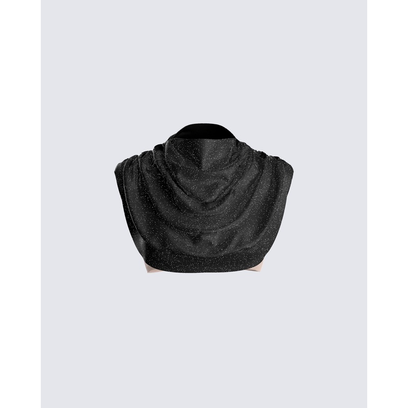 Whitney Black Shimmer Crop Top