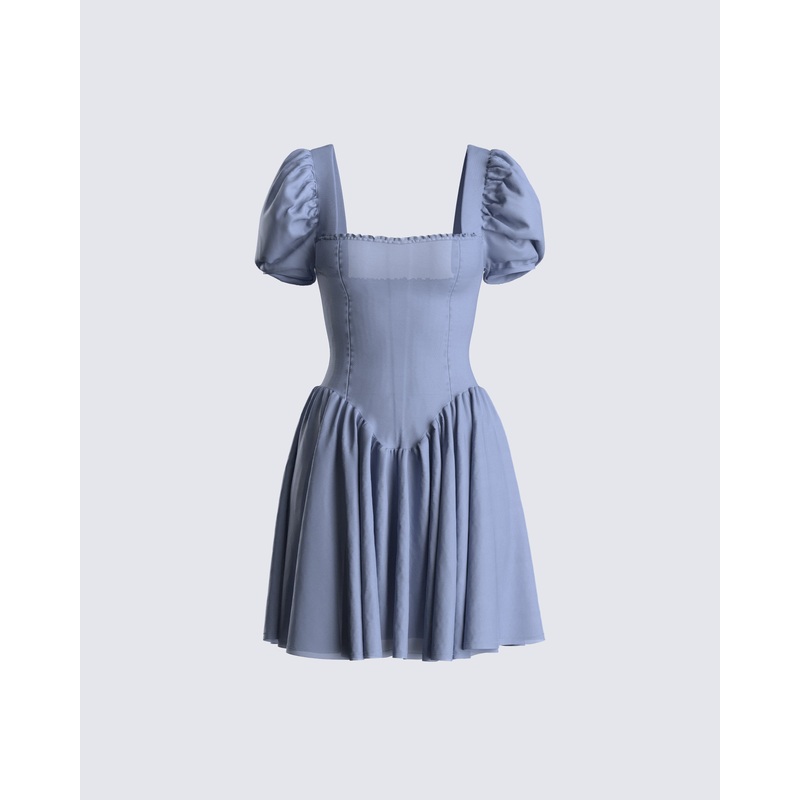 Anilah Baby Blue Poplin Mini Dress