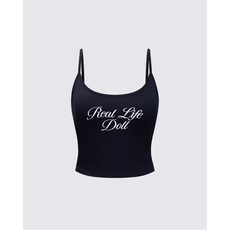 Atara Black Slogan Cami Top