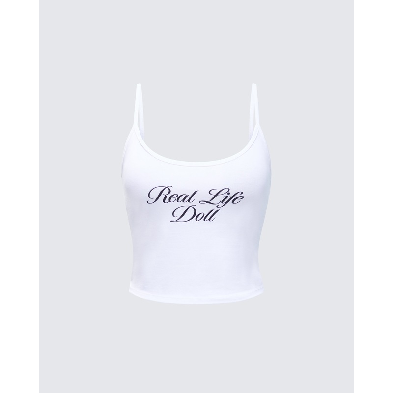 Atara White Slogan Cami Top