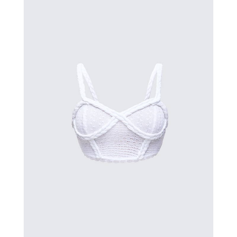 Azra Ivory Braided Cropped Top