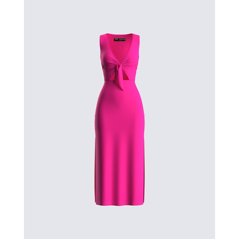 Calliope Hot Pink Midi Dress
